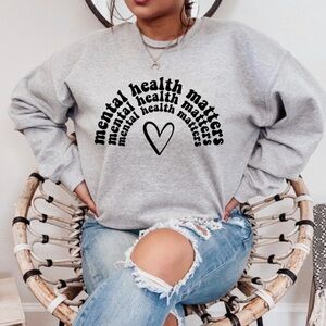 NEW Mental health matters graphic relaxed fit sweatshirt S-5X